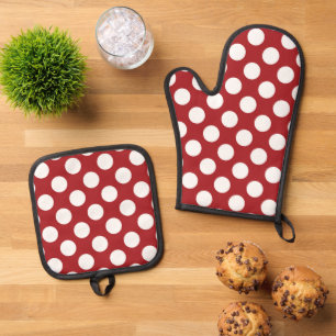 Red Polka Dots, Polka Dot Pattern, Dots, Dotted Oven Mitt & Pot Holder Set