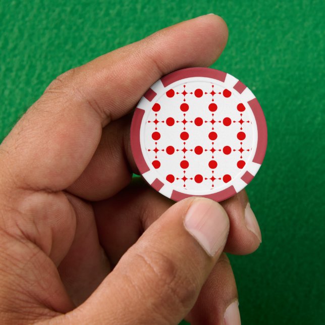 Red Polka Dots, Polka Dot Pattern, Dots, Dotted Poker Chips (Hand)