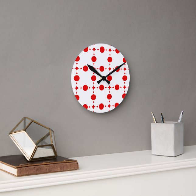 Red Polka Dots, Polka Dot Pattern, Dots, Dotted Round Clock (Office)