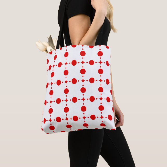 Red Polka Dots, Polka Dot Pattern, Dots, Dotted Tote Bag (Close Up)