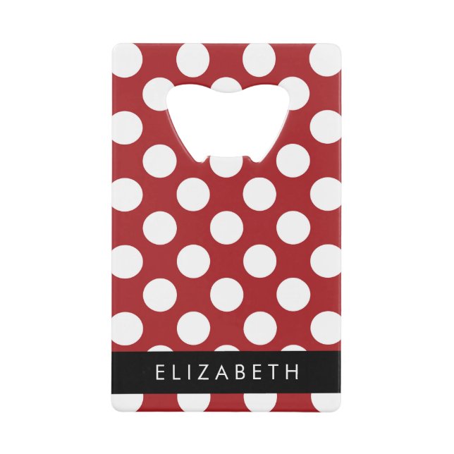 Red Polka Dots, Polka Dot Pattern, Your Name (Front)
