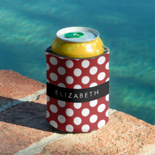 Red Polka Dots, Polka Dot Pattern, Your Name Can Cooler