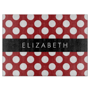Red Polka Dots, Polka Dot Pattern, Your Name Cutting Board