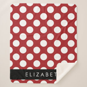 Red Polka Dots, Polka Dot Pattern, Your Name Sherpa Blanket