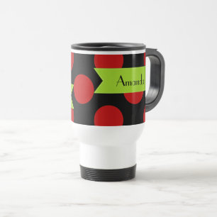 Red Polka Dots, Polka Dot Pattern, Your Name Travel Mug
