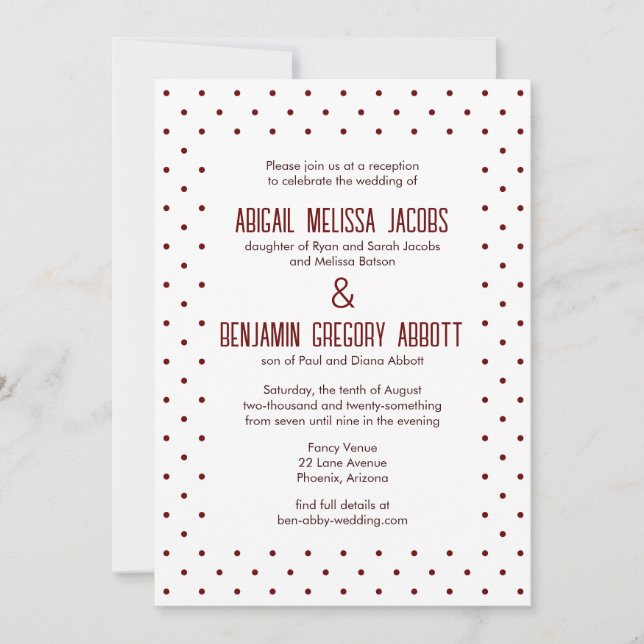 Red Polka Dots with 2 Sets Bride's Parents Invitation (Front)