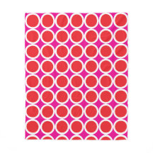 Red Polka Dots with White Borders on Pink