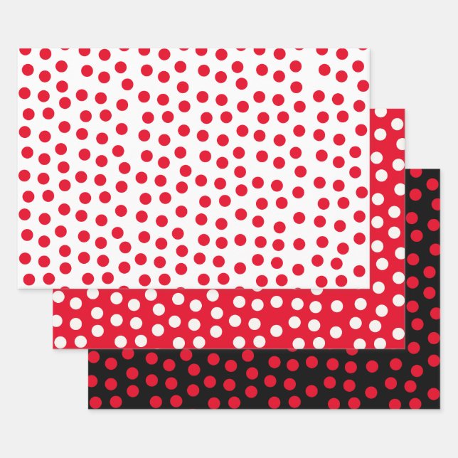 Red Polka dots Wrapping Paper Sheet (Set)