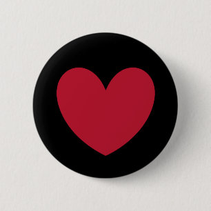 Red polka hearts on black 6 cm round badge