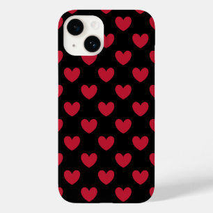 Red polka hearts on black Case-Mate iPhone 14 case