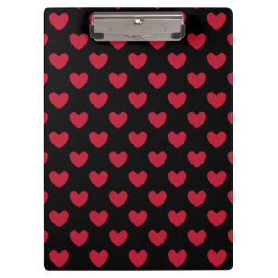 Red polka hearts on black clipboard