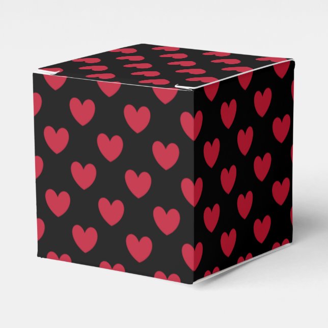 Red polka hearts on black favour box (Front Side)