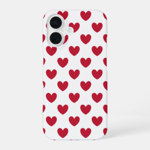Red polka hearts on white Case-Mate iPhone case