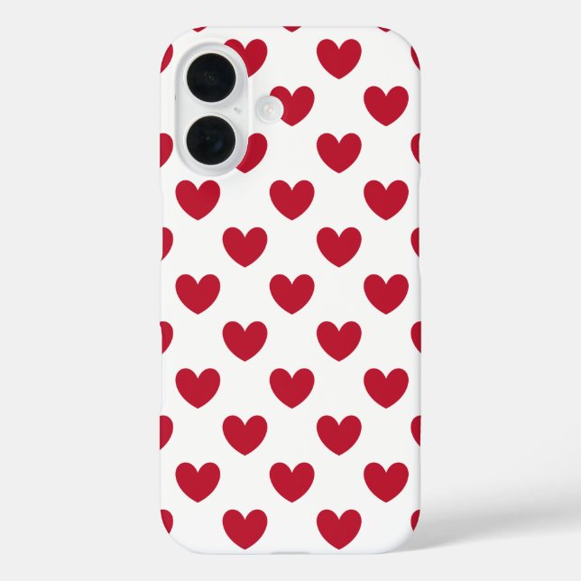 Red polka hearts on white Case-Mate iPhone case (Back)