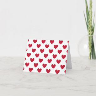 Red polka hearts on white holiday card