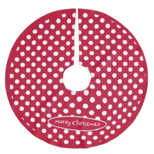 Red + Polka White Dots Brushed Polyester Tree Skirt