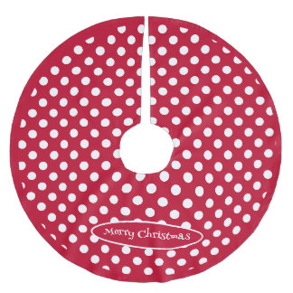 Red + Polka White Dots Brushed Polyester Tree Skirt
