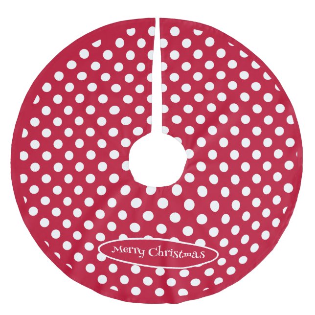 Red + Polka White Dots Brushed Polyester Tree Skirt (Front)