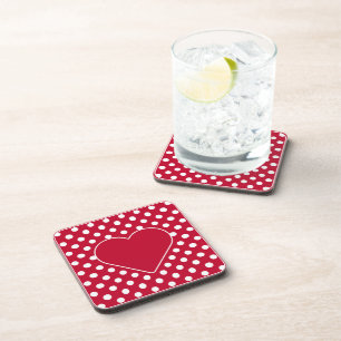 Red + Polka White Dots Coaster