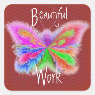 Red Polkadot Butterfly Square Sticker