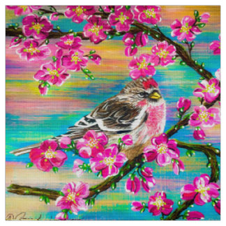Red Poll Cherry Blossom Fabric