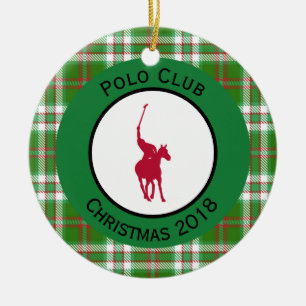 Red Polo Horse Ceramic Tree Decoration
