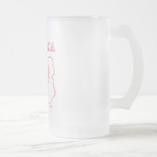 Red Polska Map With Eagle Frosted Glass Beer Mug