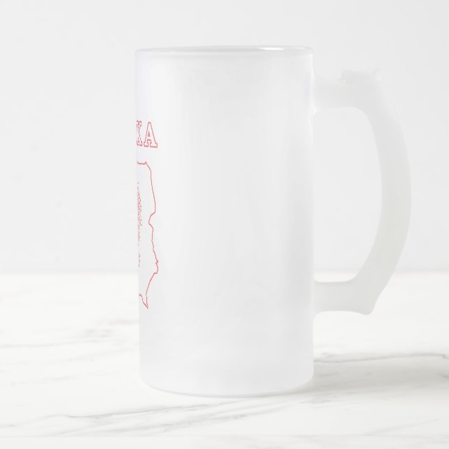 Red Polska Map With Eagle Frosted Glass Beer Mug (Right)