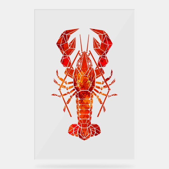 Red polygonal lobster acrylic sign (Front)