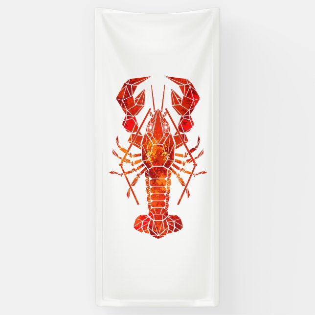 Red polygonal lobster banner (Vertical)