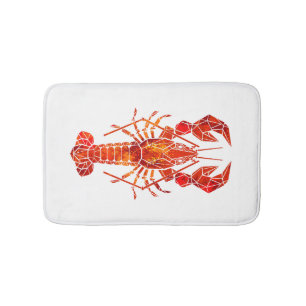 Red polygonal lobster bath mat