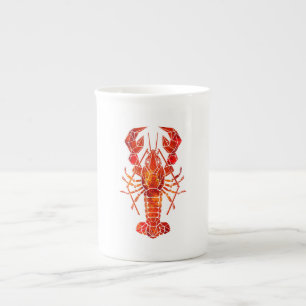 Red polygonal lobster bone china mug