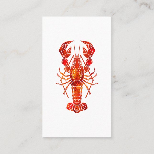 Red polygonal lobster business card (Front)