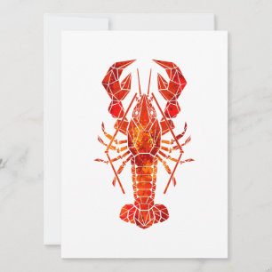Red polygonal lobster card