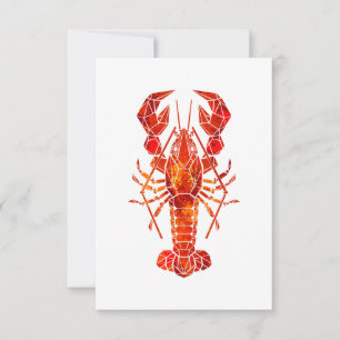 Red polygonal lobster card