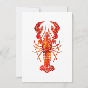 Red polygonal lobster card