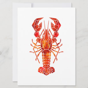 Red polygonal lobster card