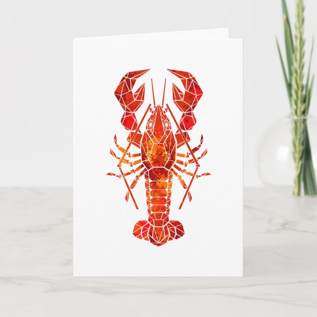 Red polygonal lobster card (Front)