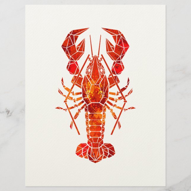 Red polygonal lobster custom letterhead (Front)
