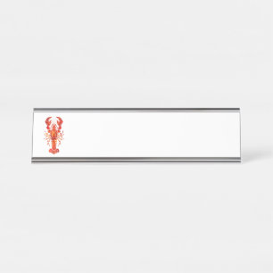 Red polygonal lobster desk name plate