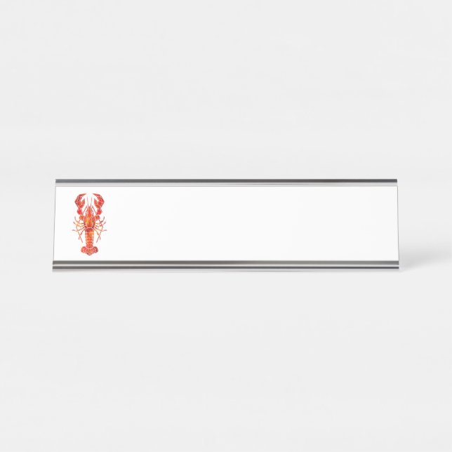 Red polygonal lobster desk name plate (Front)