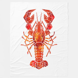Red polygonal lobster fleece blanket