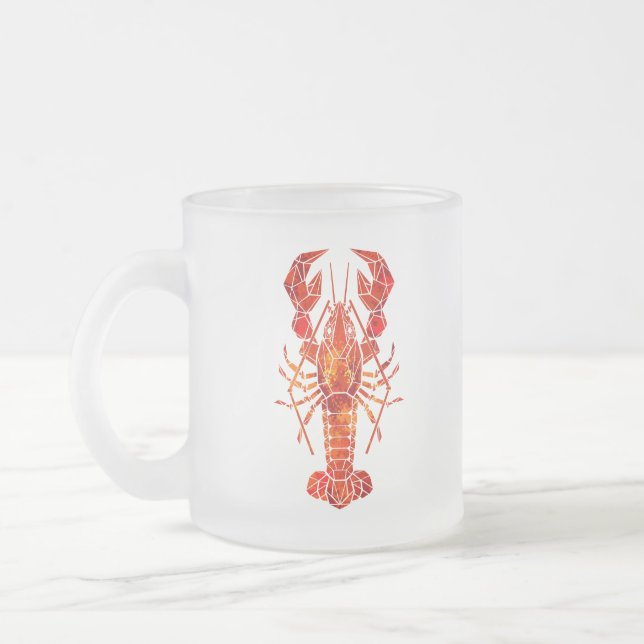 Red polygonal lobster frosted glass coffee mug (Left)