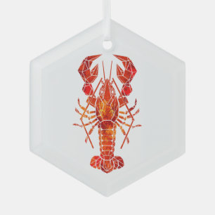 Red polygonal lobster glass tree decoration