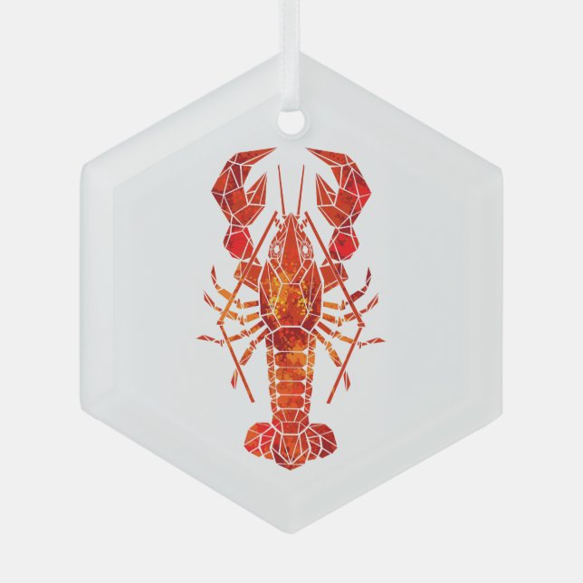 Red polygonal lobster glass tree decoration (Front)