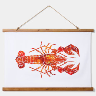 Red polygonal lobster hanging tapestry
