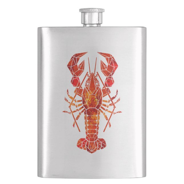 Red polygonal lobster hip flask (Front)
