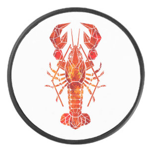 Red polygonal lobster hockey puck