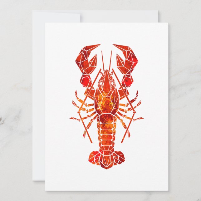 Red polygonal lobster holiday card (Front)