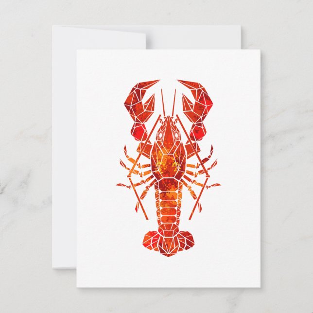 Red polygonal lobster invitation (Front)
